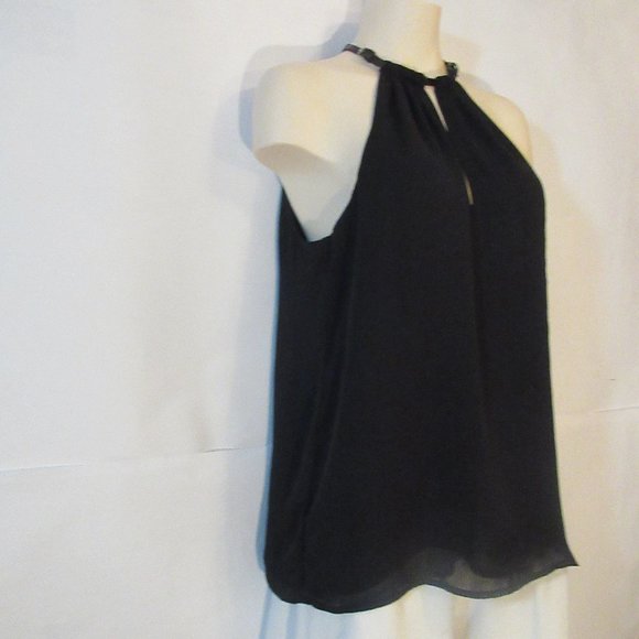 Michael Kors Collection  Black  Top  with Belt  Zipped on back Lined  Large - Picture 3 of 11